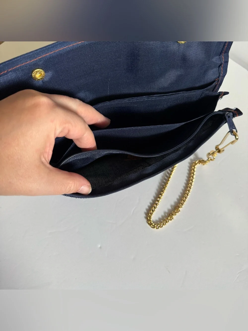 Vintage Ford Mustang Denim Chain Biker Denim Wallet Blue Embroidered Snap Bifold